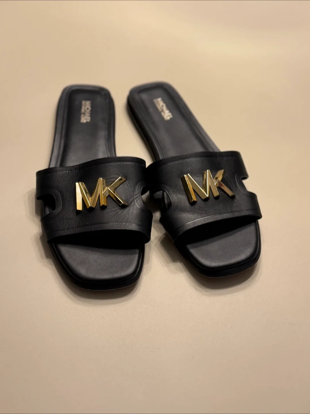 Michael Kors Black Leather Slides - Size 9M image indicator(2)