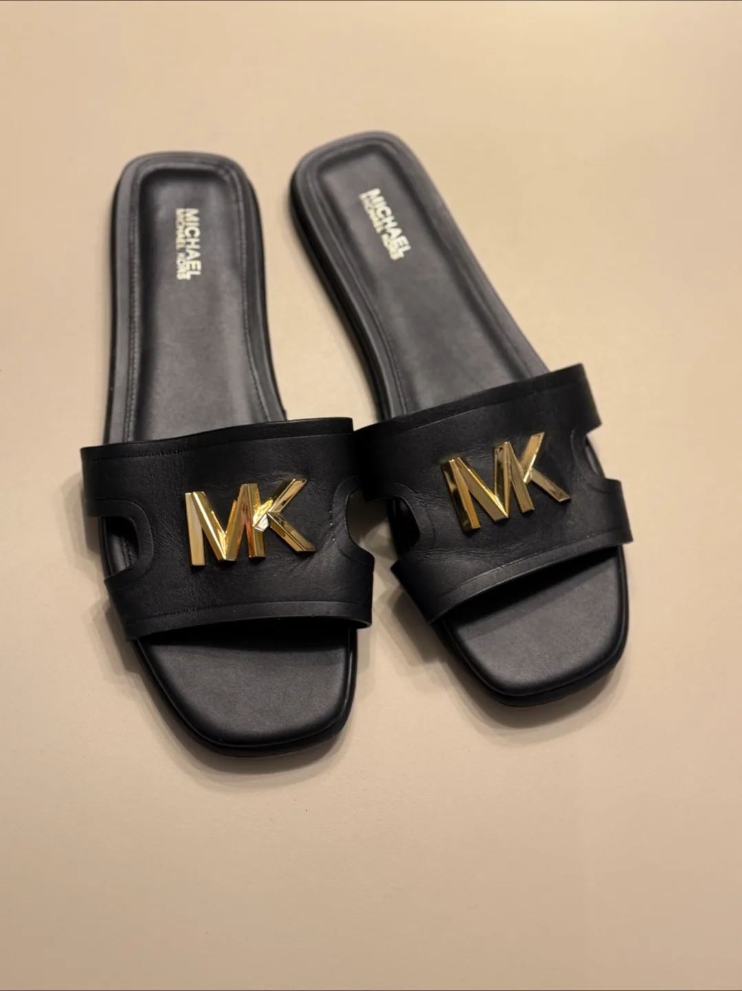 Michael Kors Black Leather Slides - Size 9M image indicator(3)