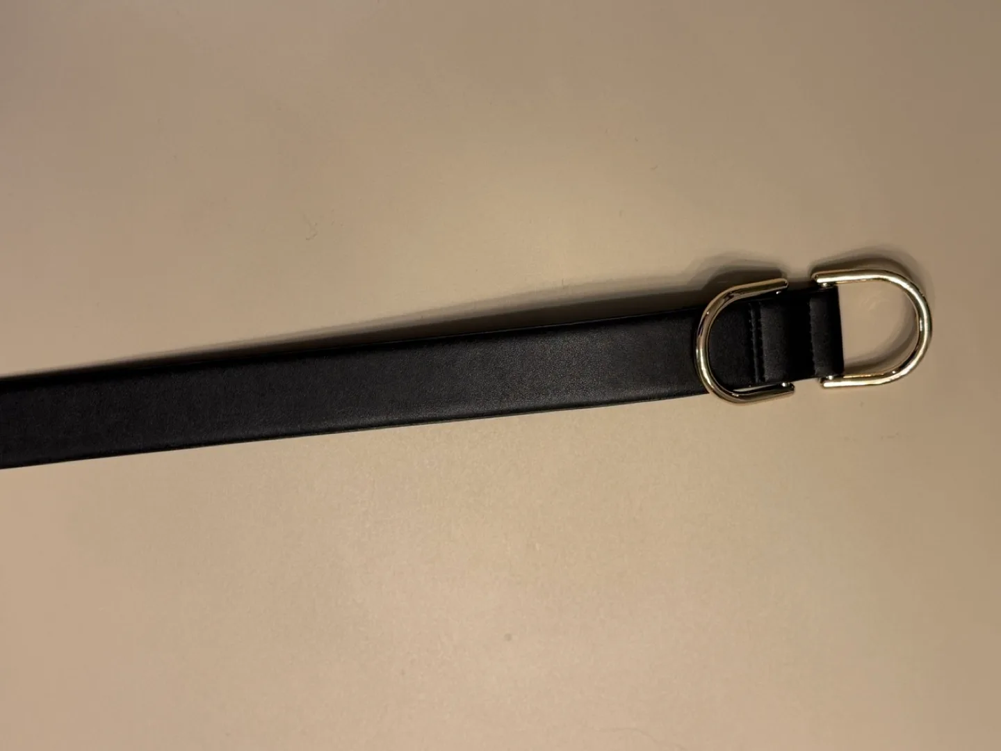 Black Leather Belt with Gold Buckle image indicator(4)