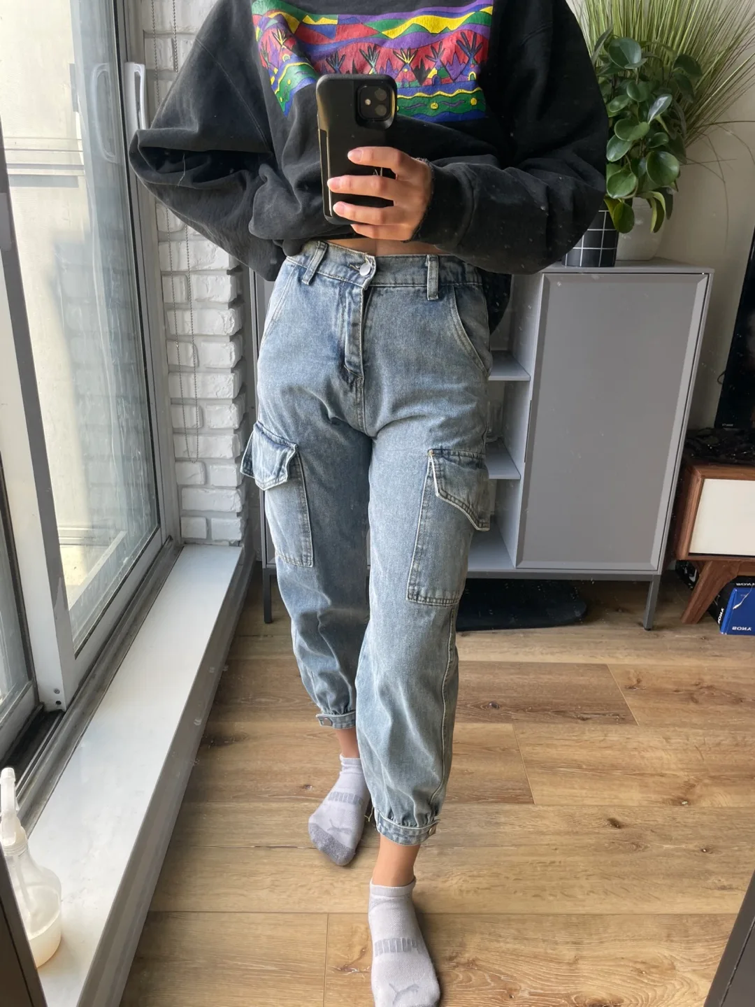 Denim Capri Cargo Pants thumbnail