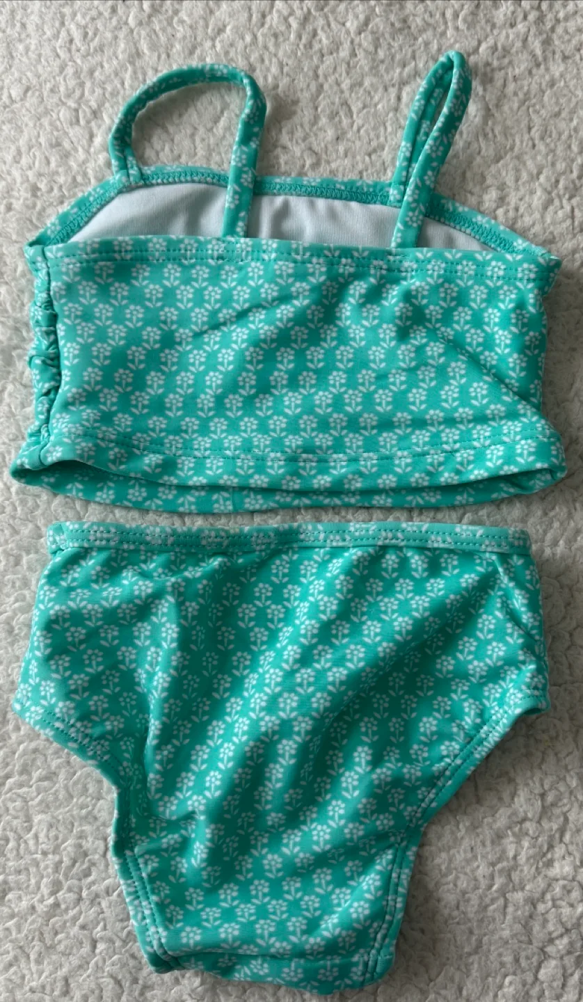 Old Navy Girls' Teal Floral Swimsuit (3-6M) 🧡 image indicator(2)