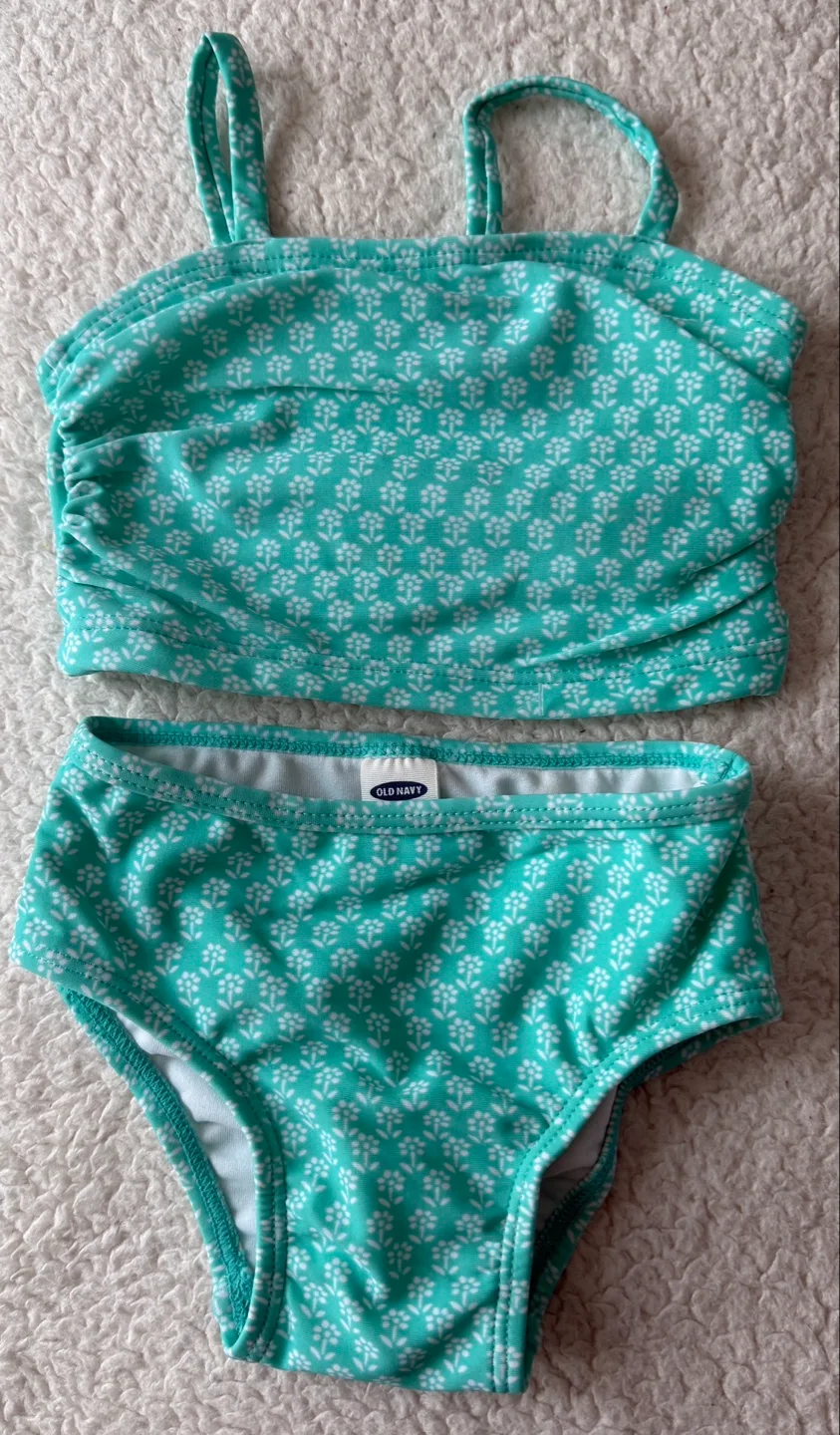 Old Navy Girls' Teal Floral Swimsuit (3-6M) 🧡 thumbnail