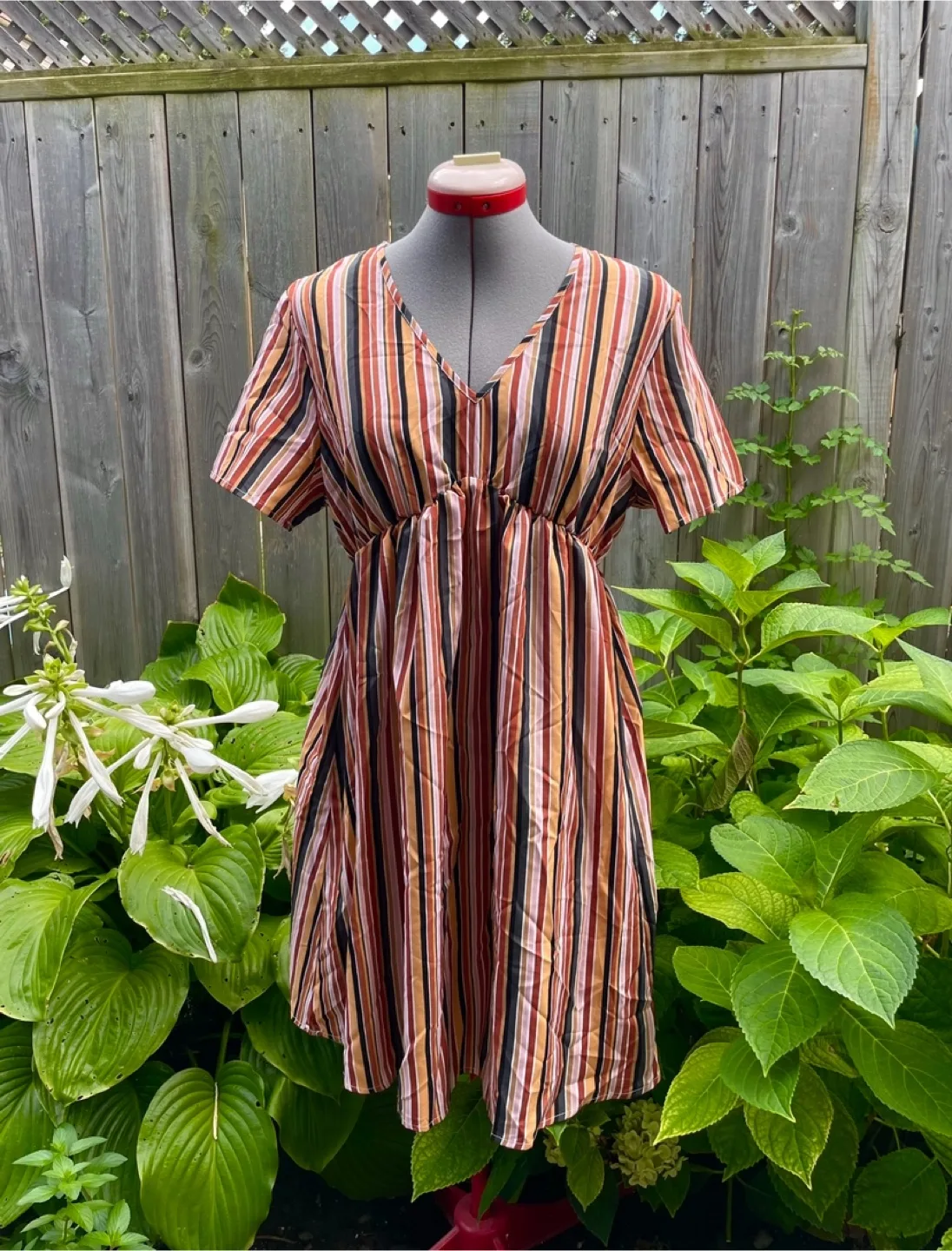 Striped empire waist midi dress image indicator(2)