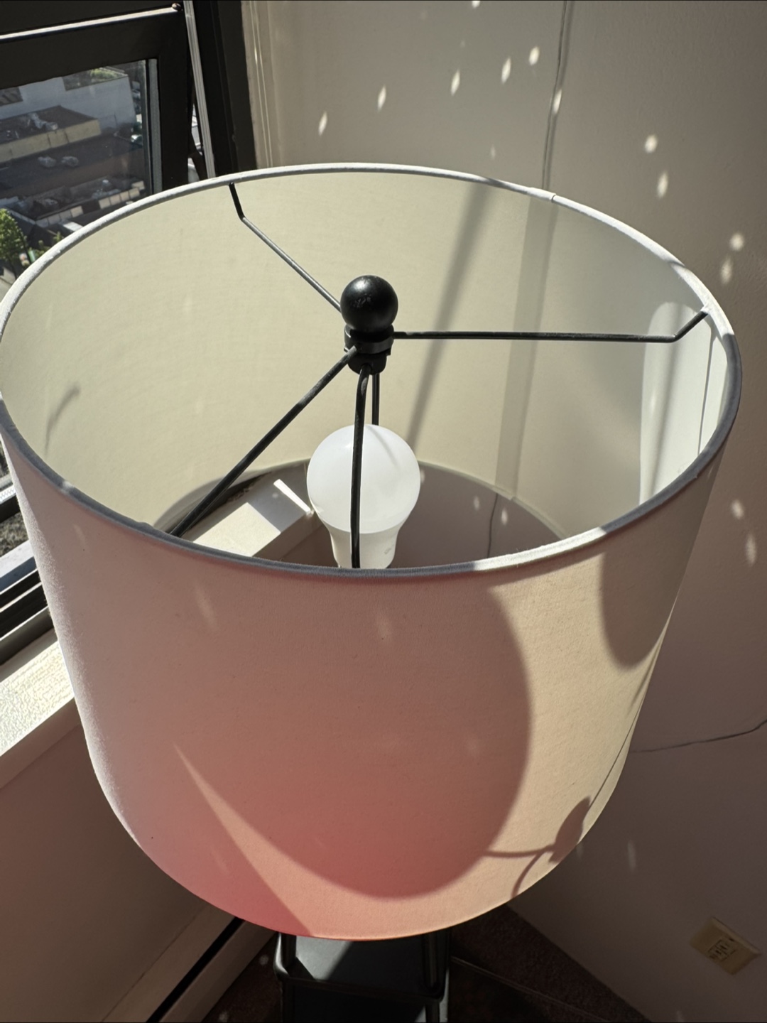 Black Floor Lamp with Shelves and Cream Shade - photo 3
