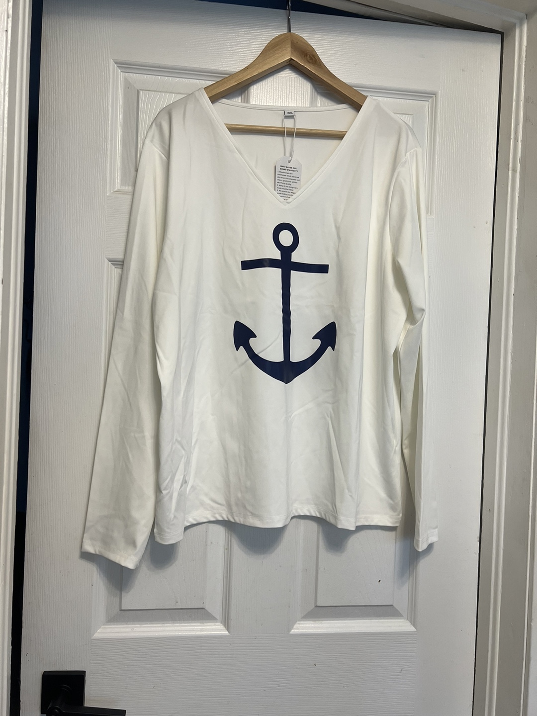 New Women's V-Neck Anchor Long Sleeve T-Shirt
