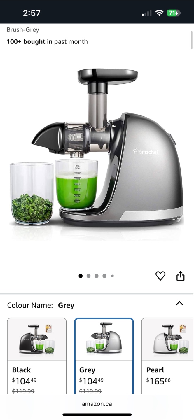 Brand New Zamzchef Slow Juicer ZM1501 - Grey