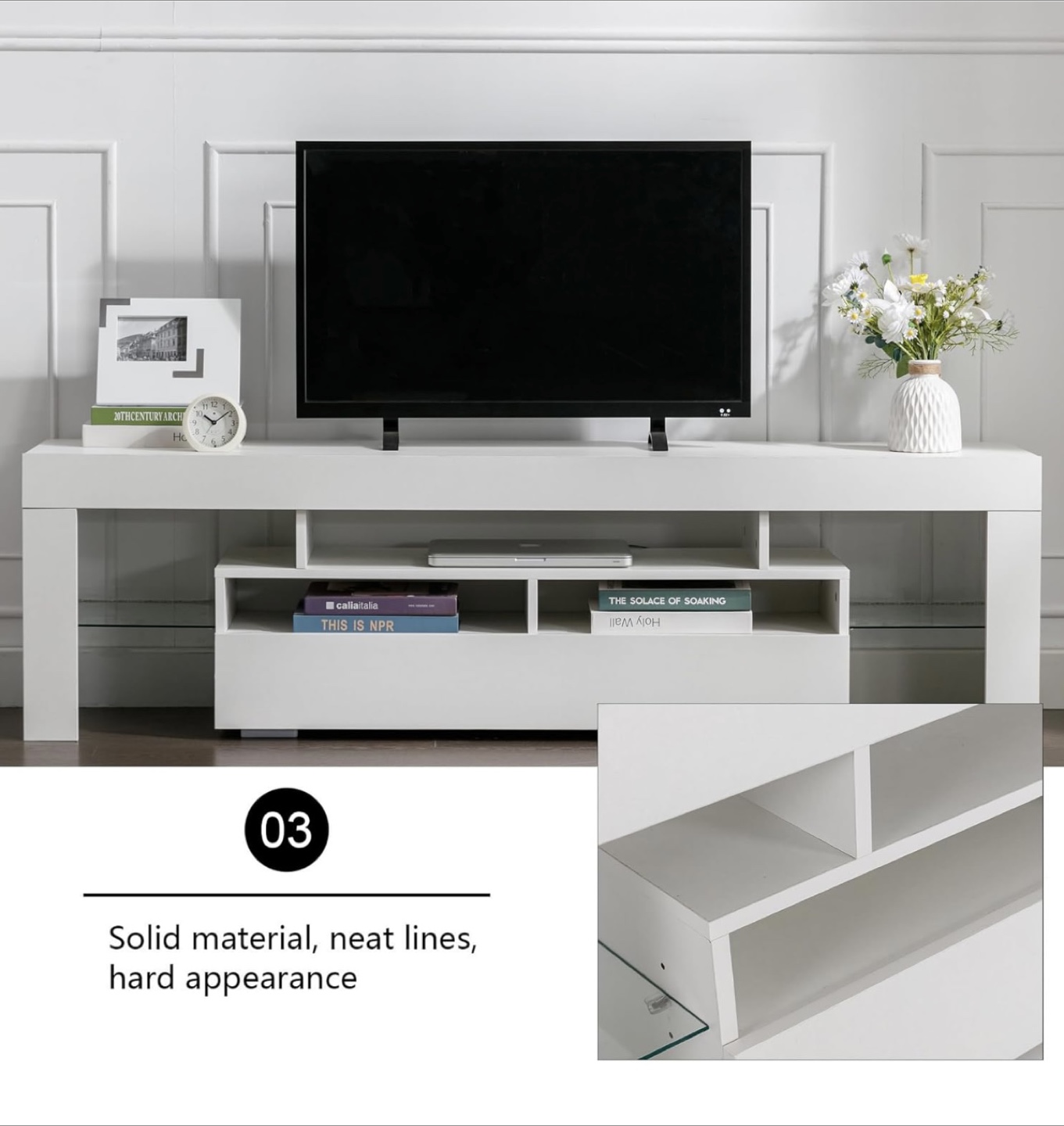BRAND NEW / UNOPENED White TV Stand with LED Lights and Shelves - photo 5