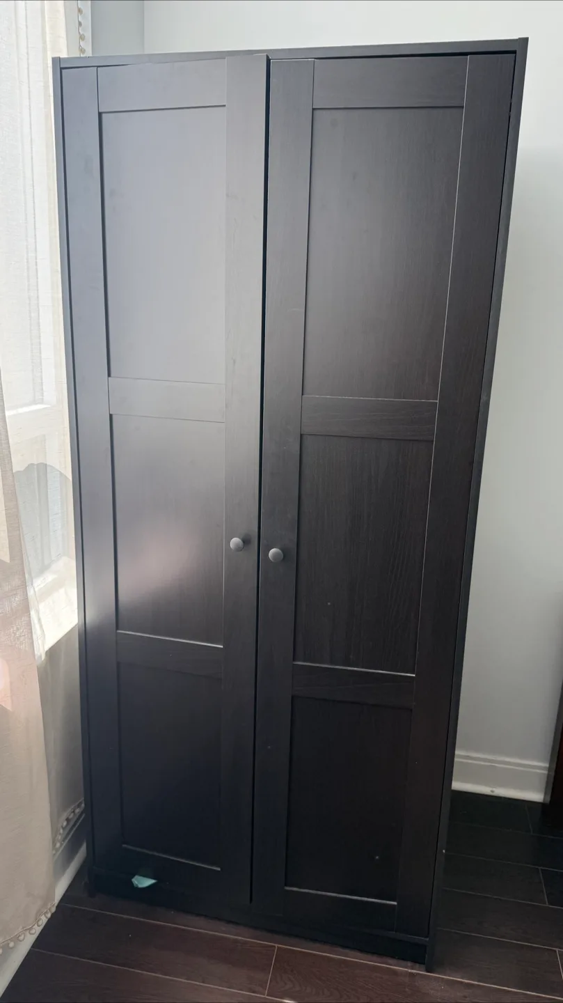 IKEA RAKKESTAD Wardrobe - Black-Brown thumbnail