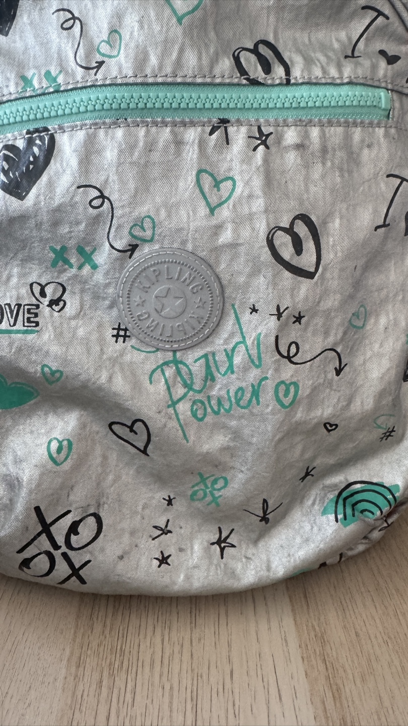 Kipling Girl's Backpack, Silver Graffiti Print - photo 2