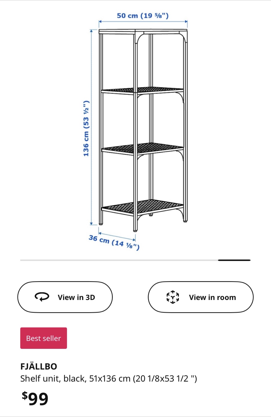 IKEA FJÄLLBO Black Shelf Unit - photo 4