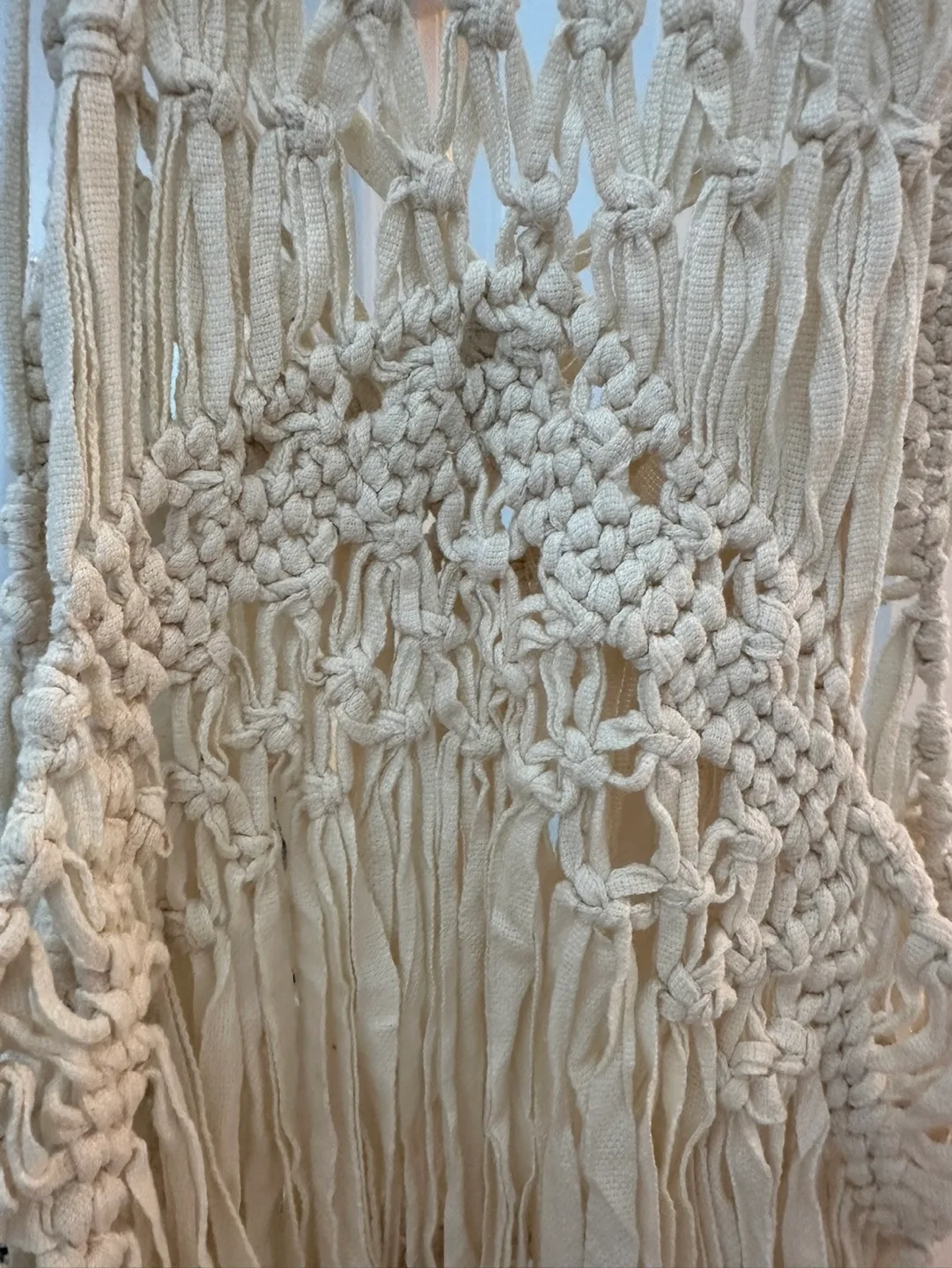 Cream Crochet Knitted Fringe Maxi Coverup image indicator(3)