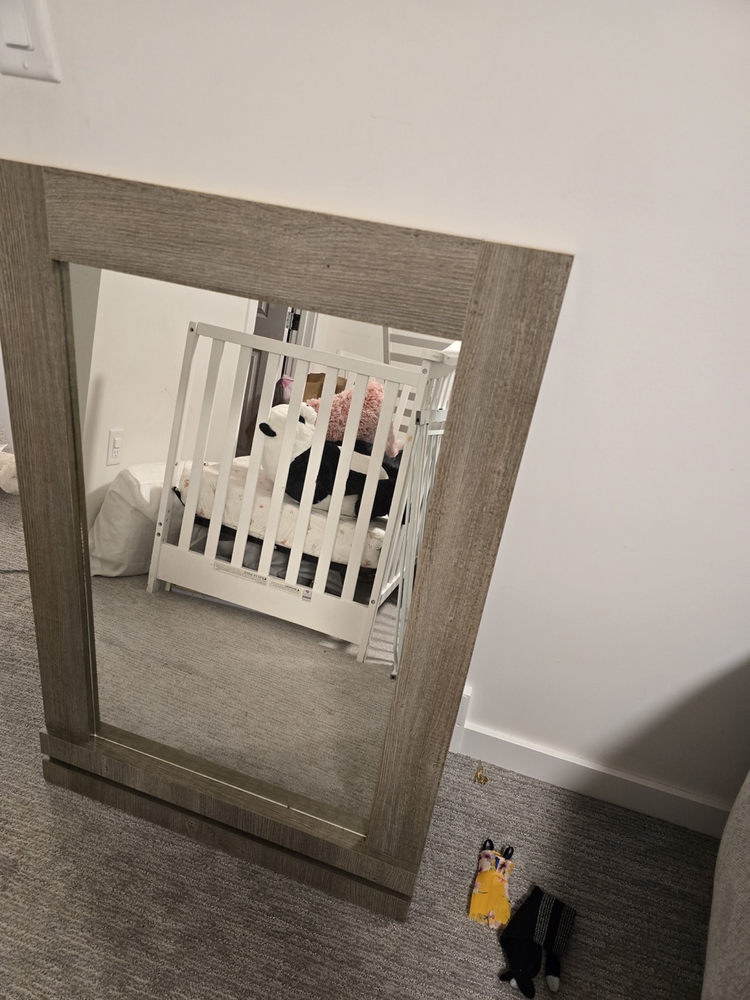 Leaning Mirror with Grey Wood Frame