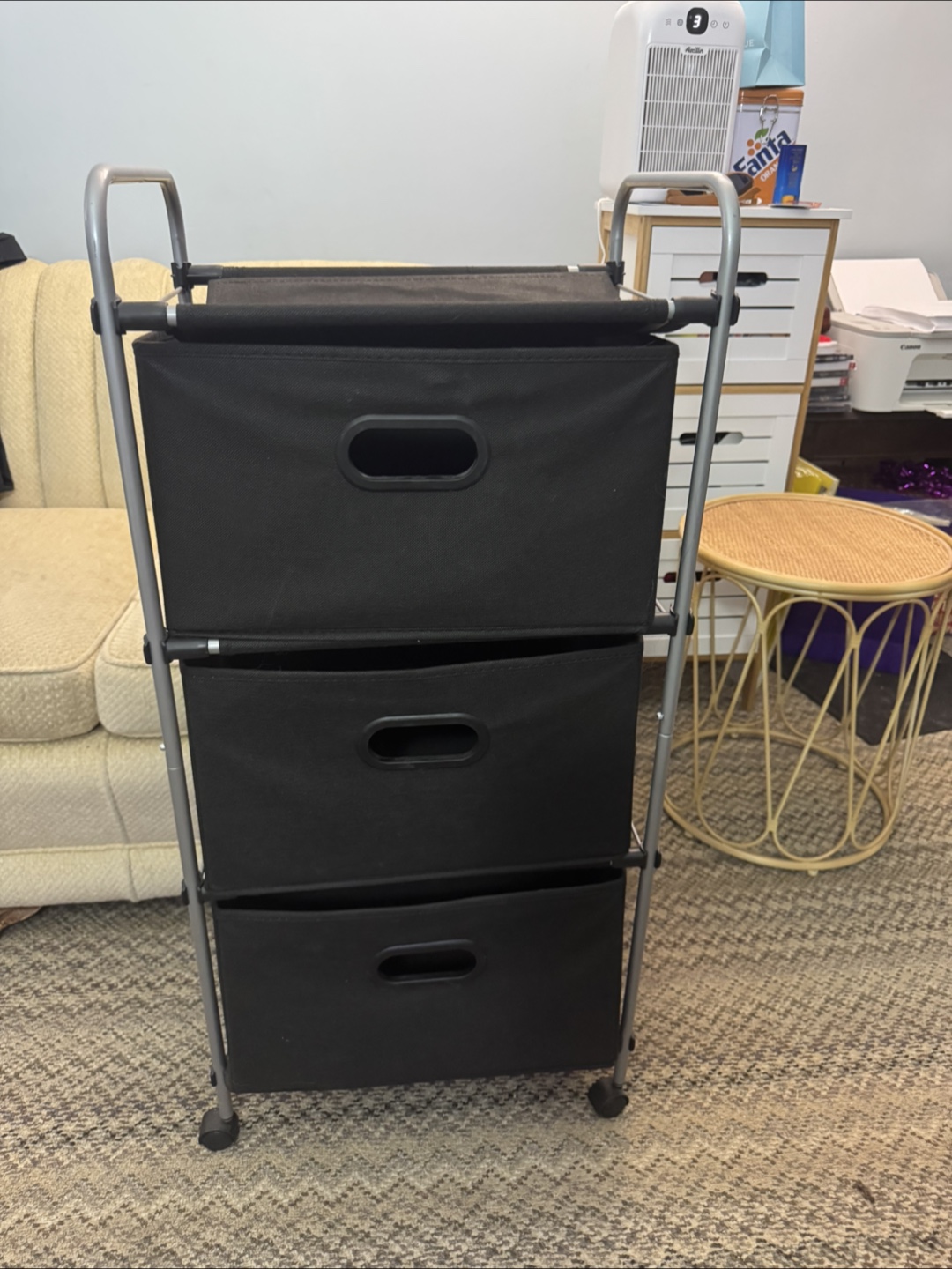 Three-Drawer Fabric Storage Cart