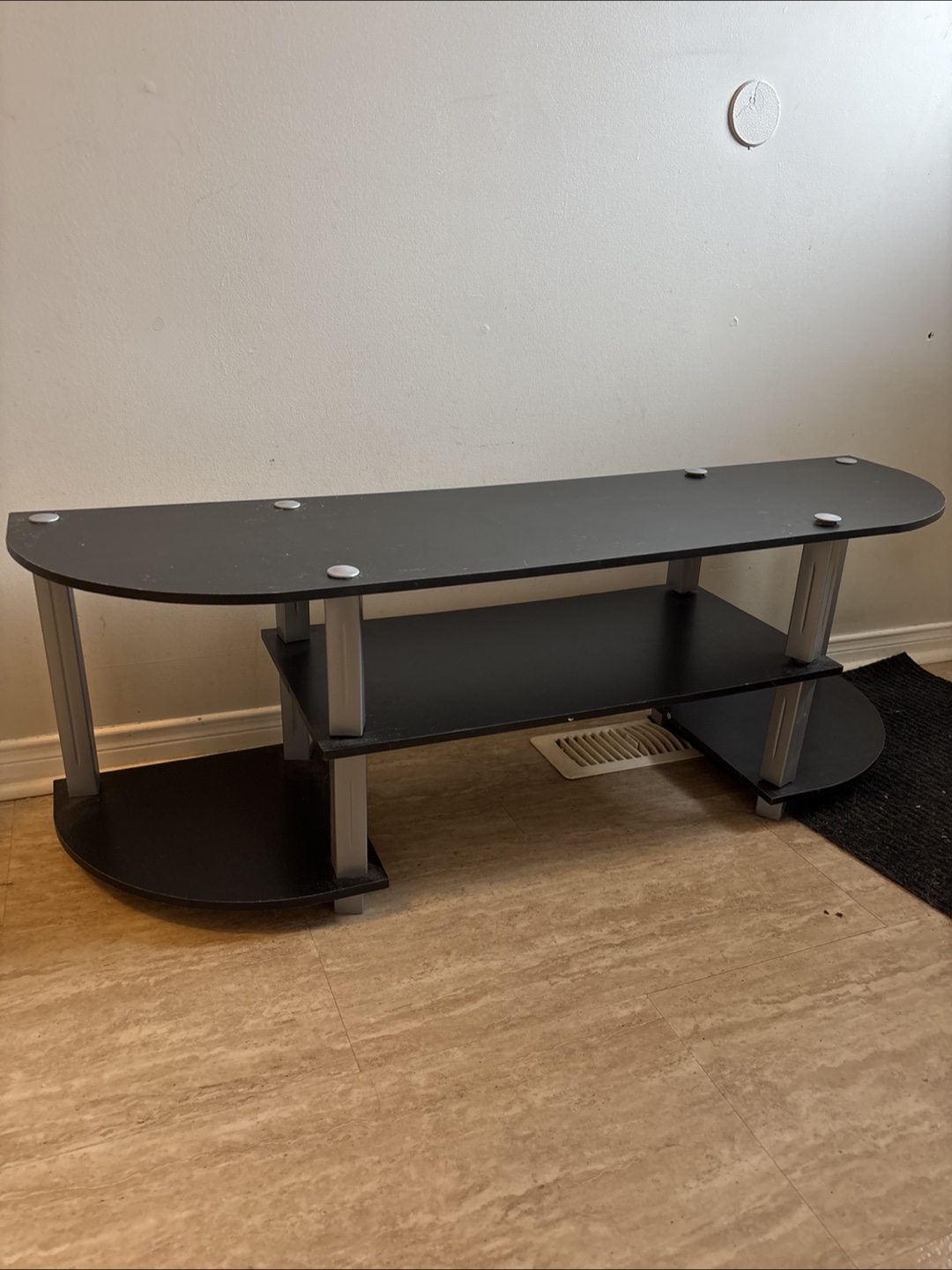 Black TV Stand with Two Shelves