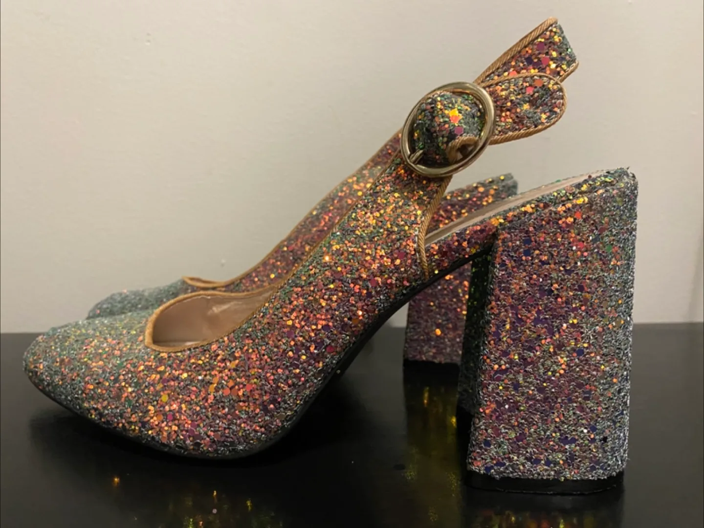 Shellys London Chester Slingback Glitter Pumps thumbnail