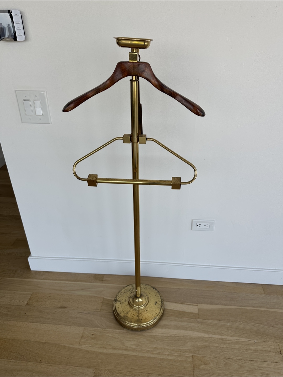 Vintage Brass and Wood valet stand