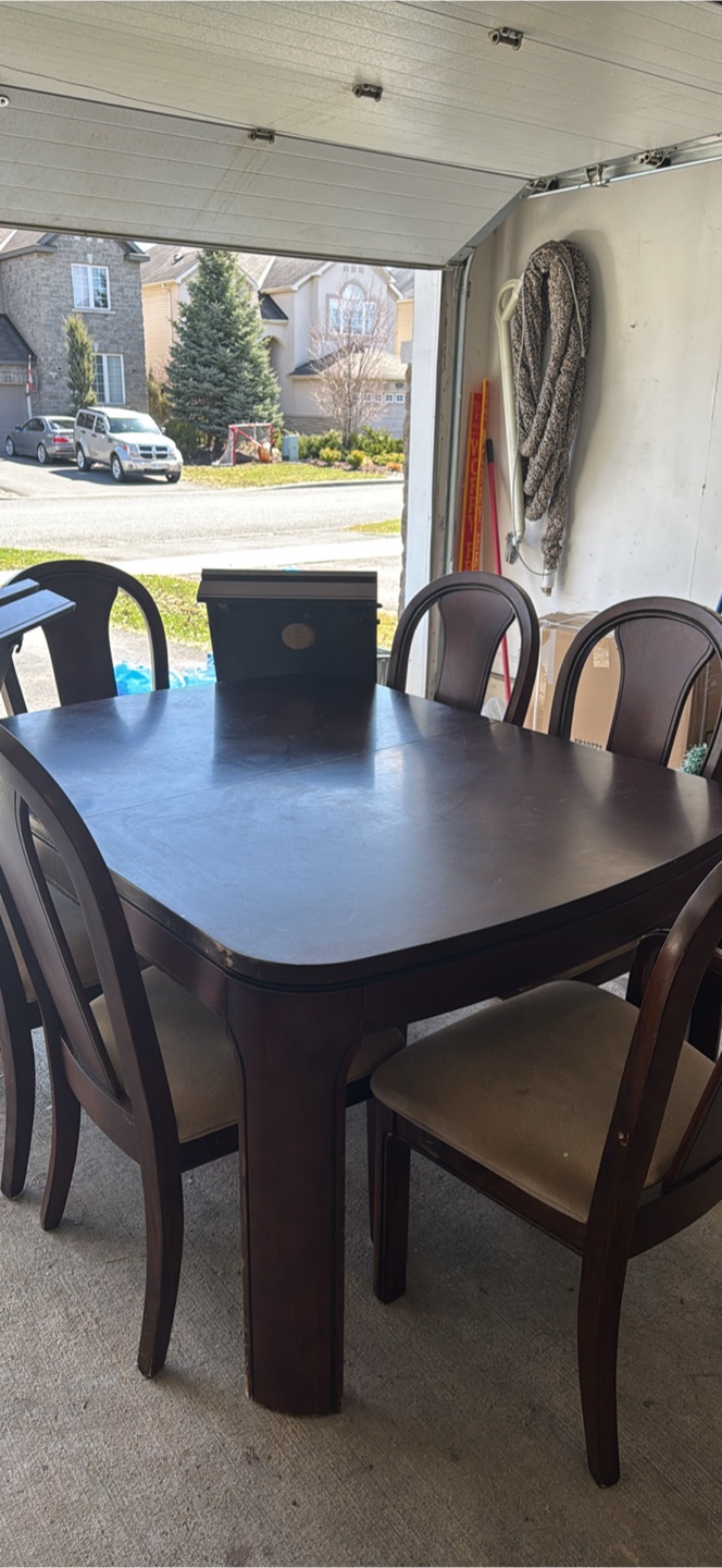 Dark Brown Wooden Dining Table Set with 6 Chairs - photo 3