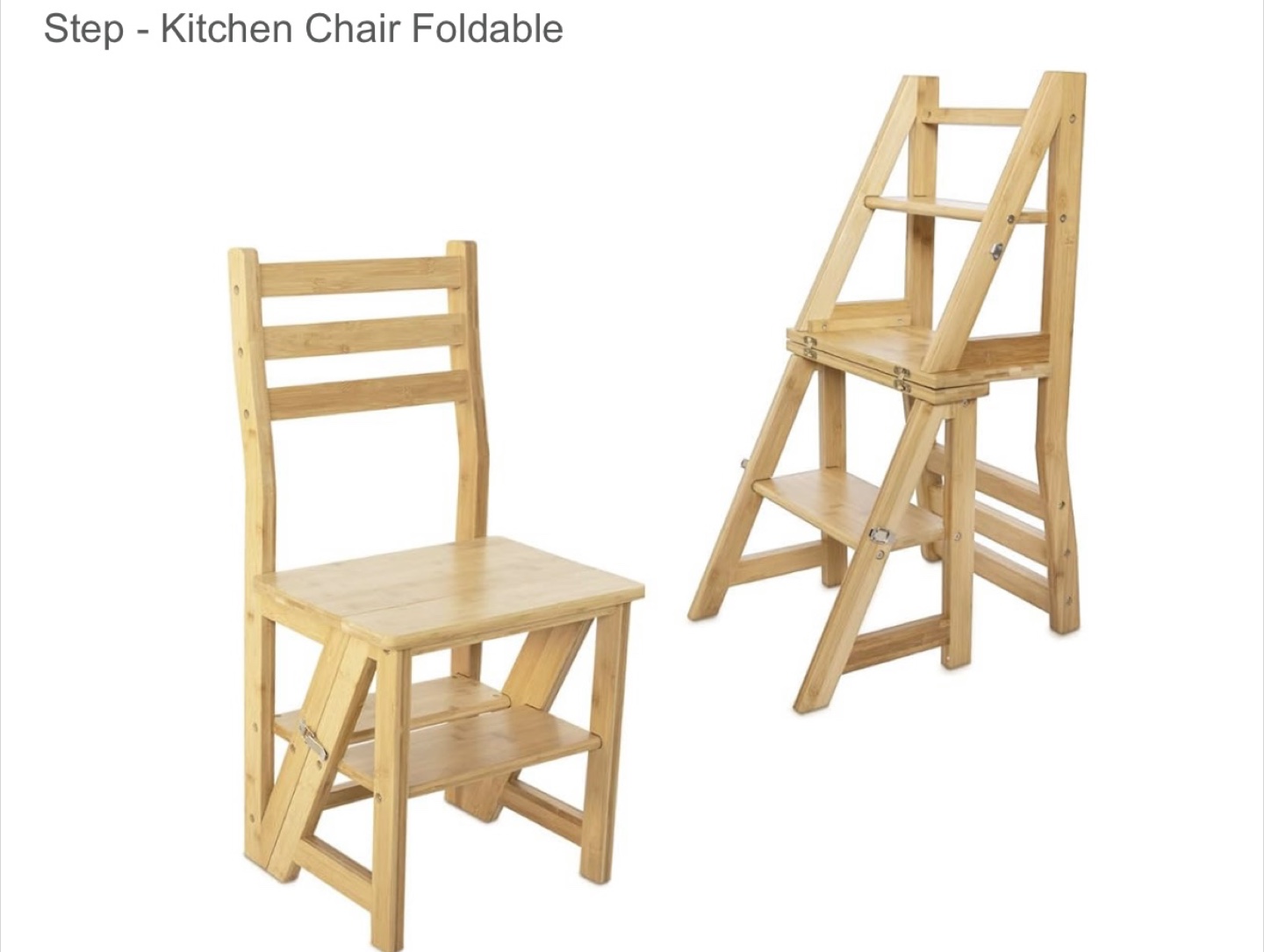 Navaris Bamboo Folding Step Stool Chair - photo 2