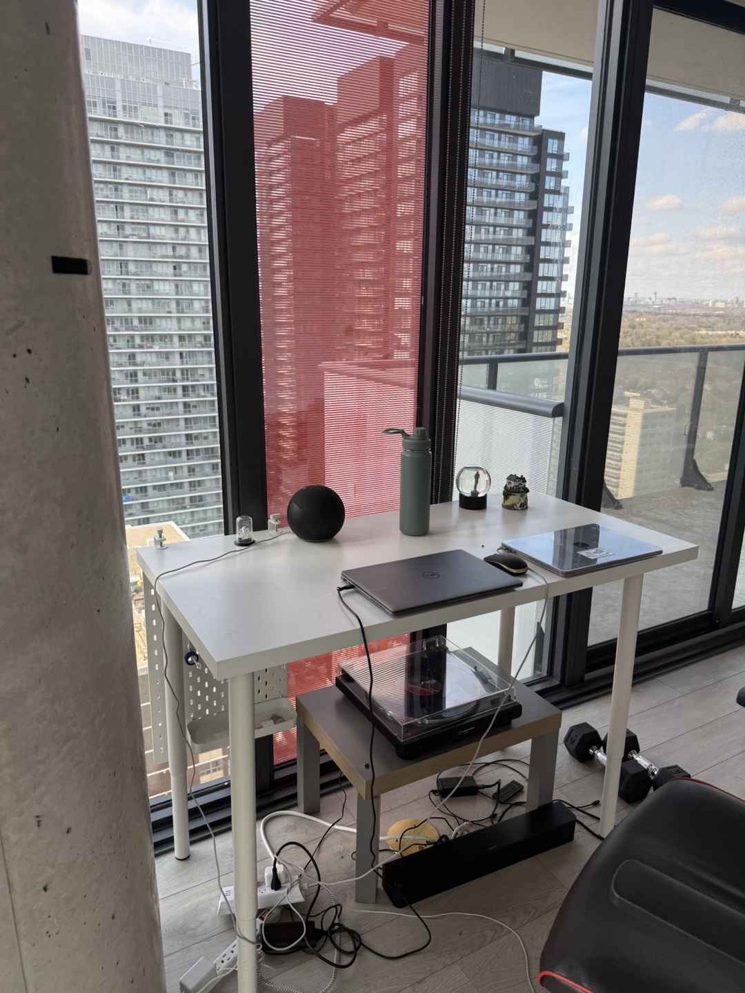 White height adjustable desk