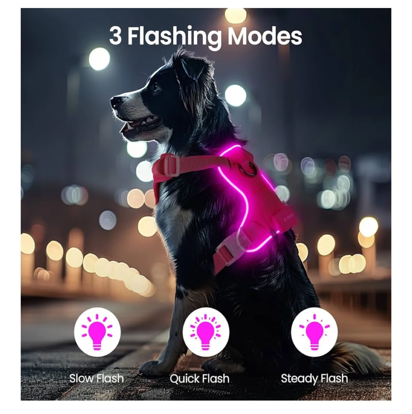 LED Light Up Dog Harness - Pink, XL image indicator(2)