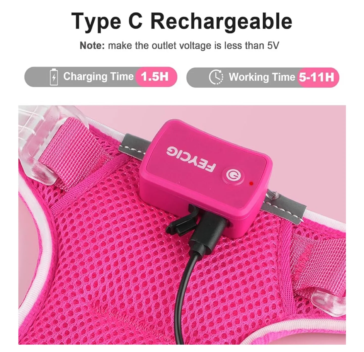 LED Light Up Dog Harness - Pink, XL image indicator(6)