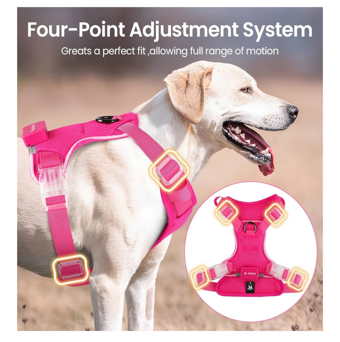 LED Light Up Dog Harness - Pink, XL - photo 4