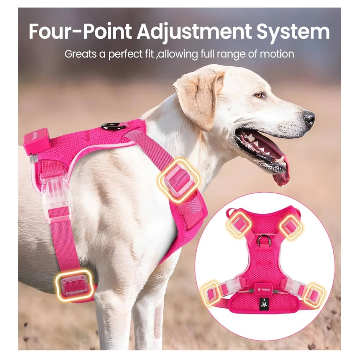 LED Light Up Dog Harness - Pink, XL image indicator(4)