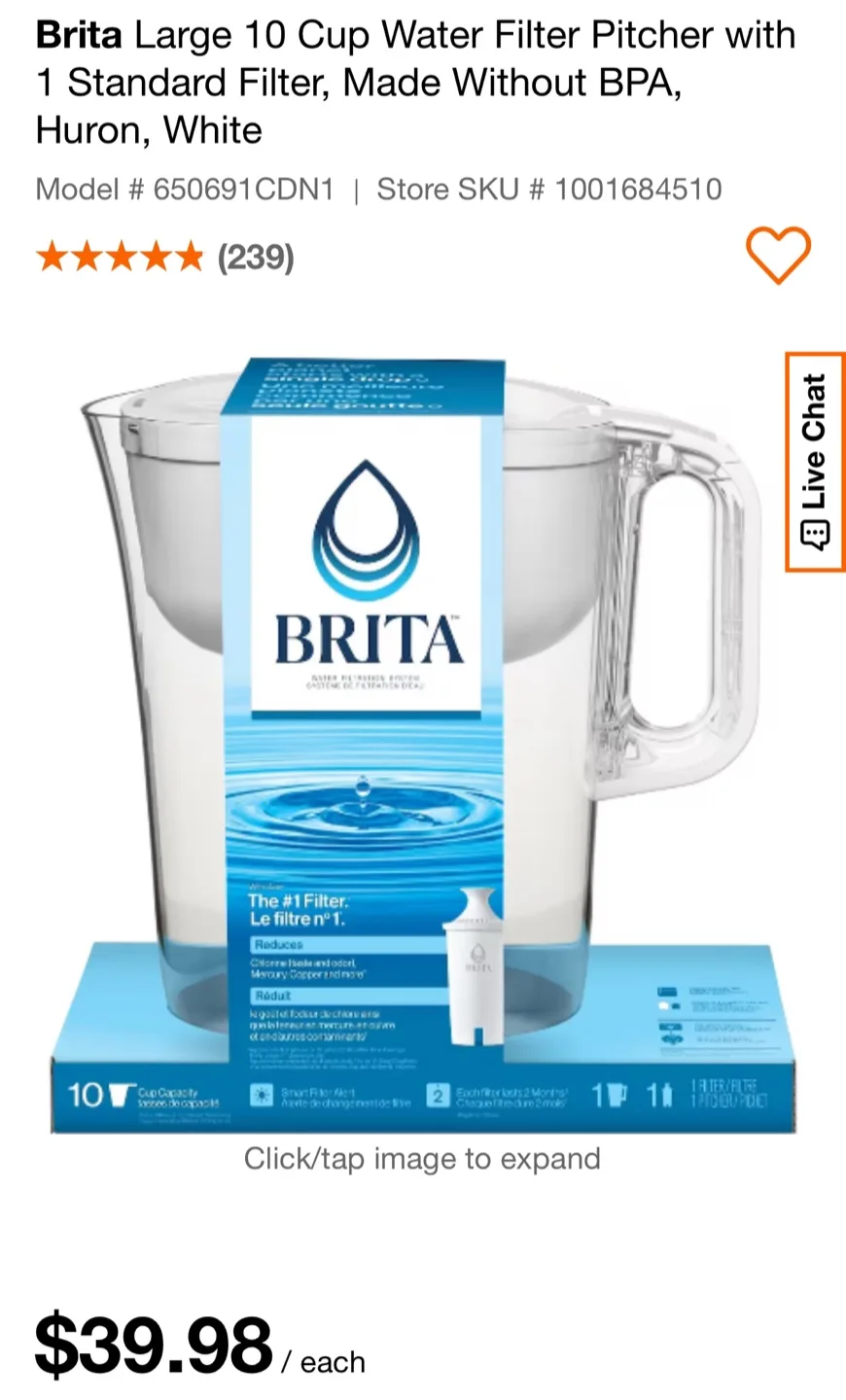 Brita Large 10 Cup Water Filter Pitcher thumbnail