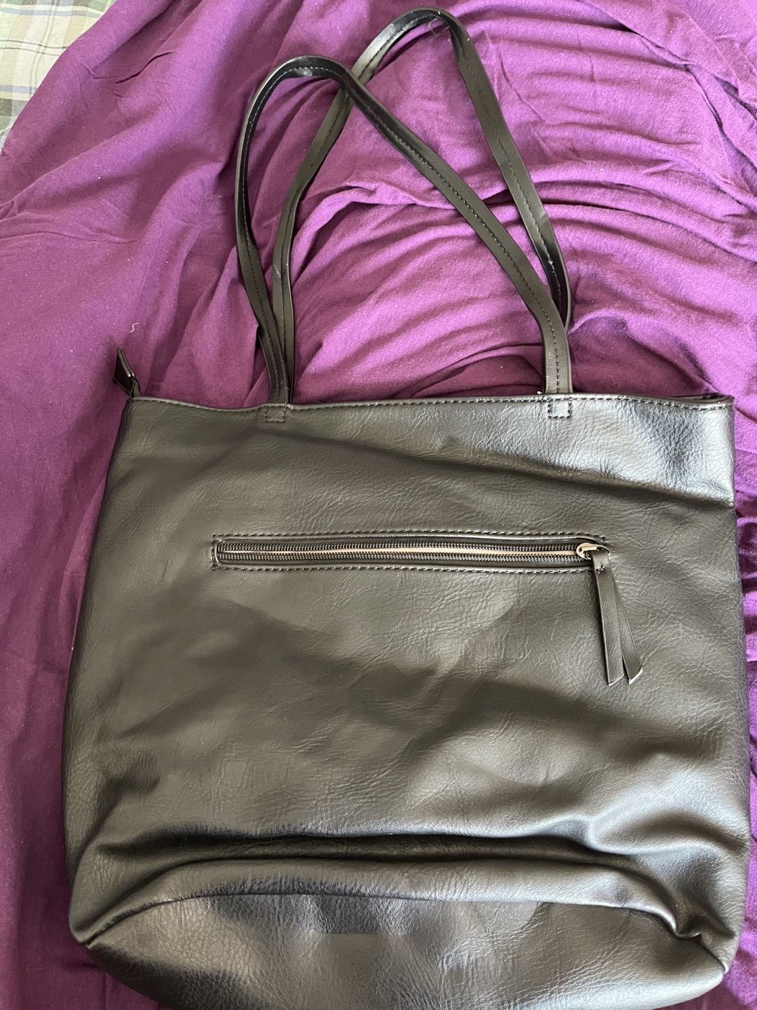 Black Faux Leather Tote Bag - photo 2