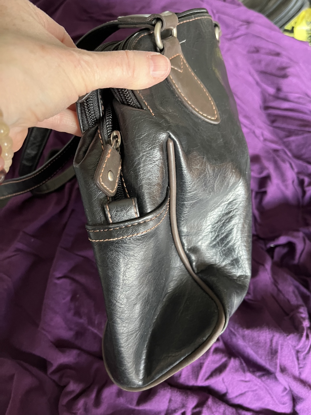 Black Leather-look Shoulder Bag - photo 2