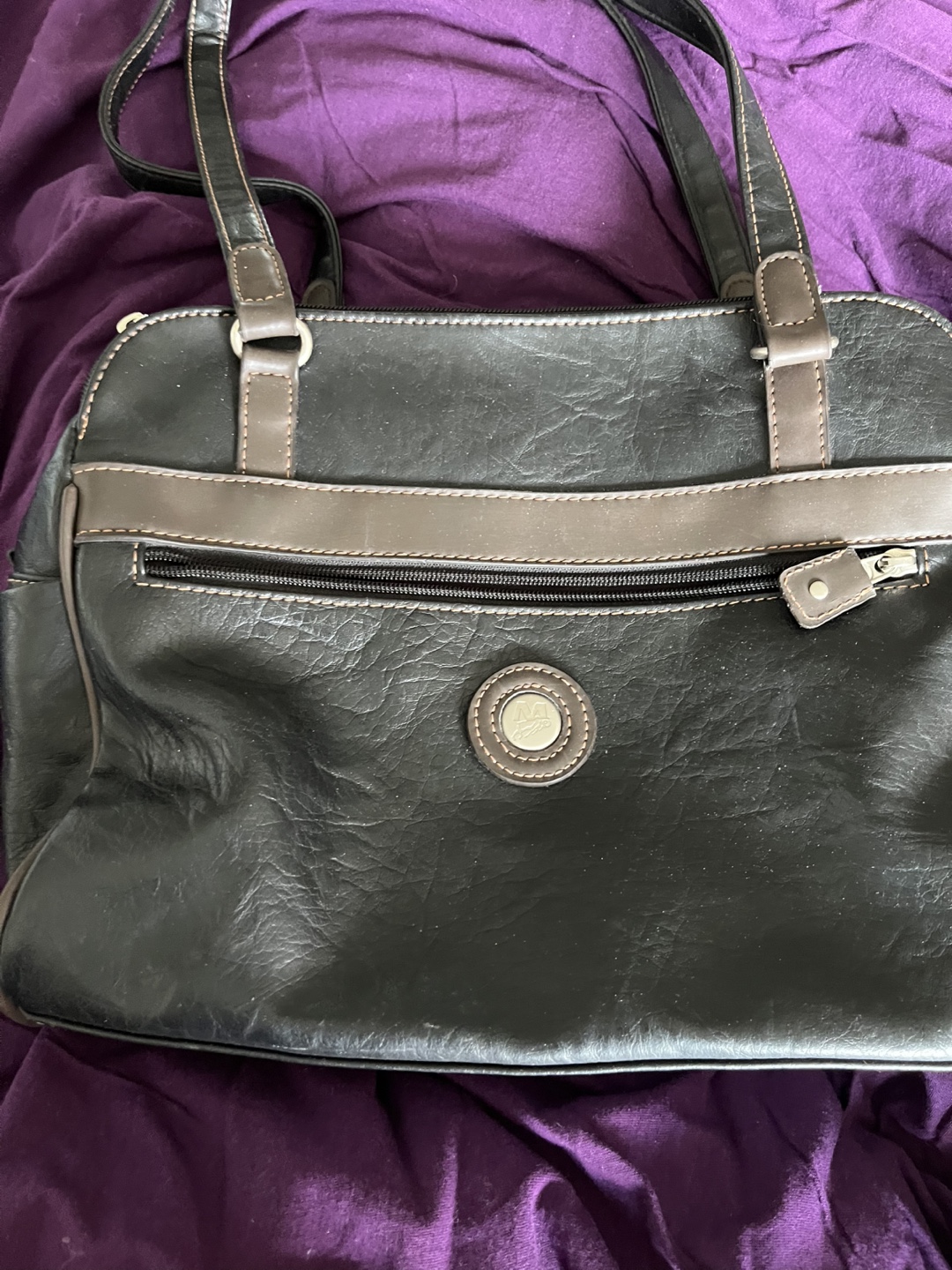 Black Leather-look Shoulder Bag