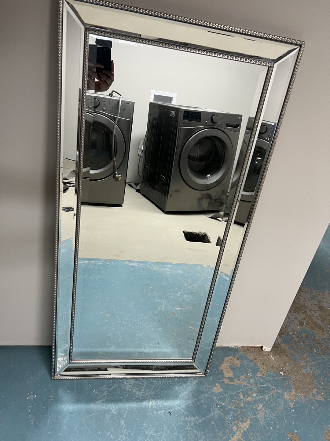 Full-Length Beveled Mirror with Silver Frame