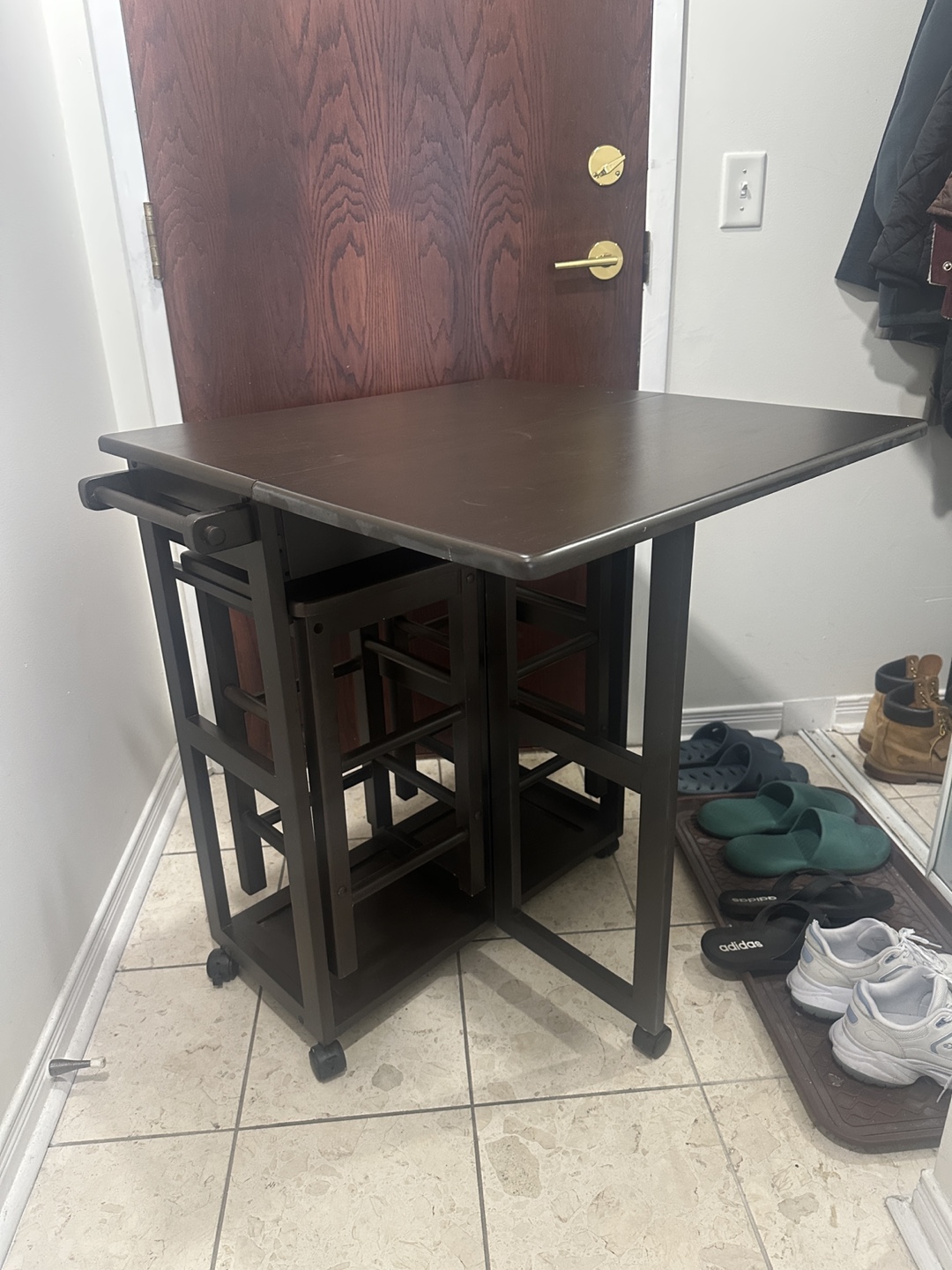 Brown wood table (space saver)