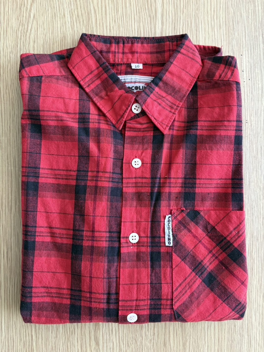 New Red and Black Plaid Long Sleeve Shirt - Youth Size 10 - photo 2