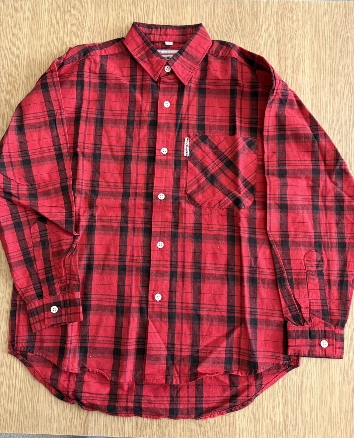 New Red and Black Plaid Long Sleeve Shirt - Youth Size 10