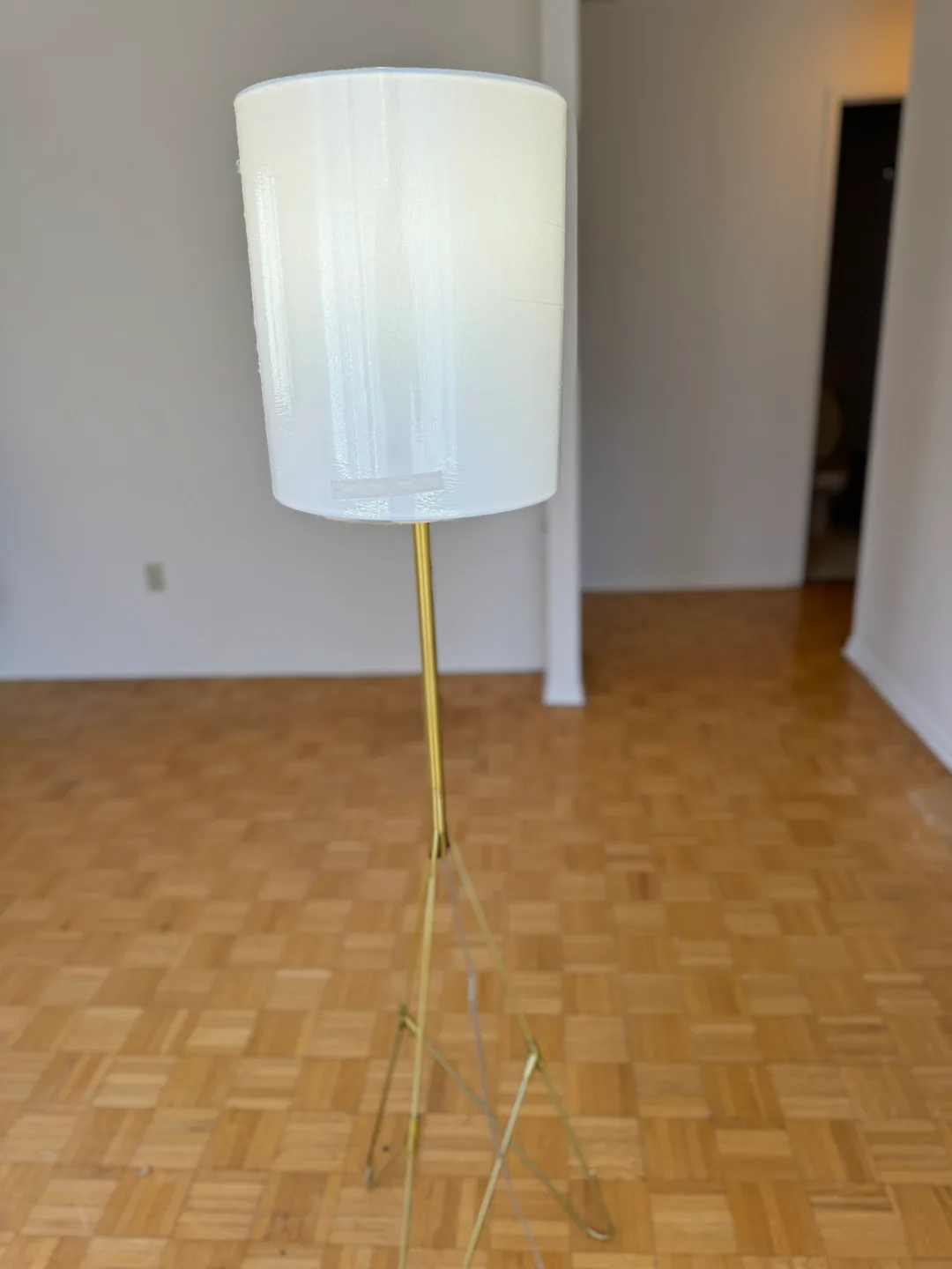 CANVAS Elita Floor Lamp. Gold Tripod Floor Lamp with White Shade thumbnail