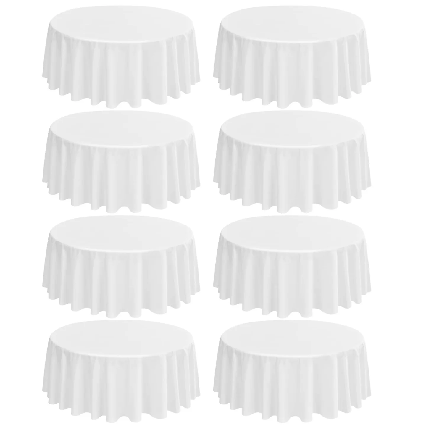 8-Pack 90-Inch White Round Polyester Tablecloths thumbnail