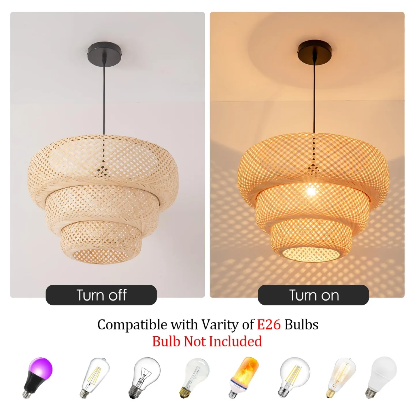 11" x 21" Handwoven Bamboo Rattan Pendant Light image indicator(2)