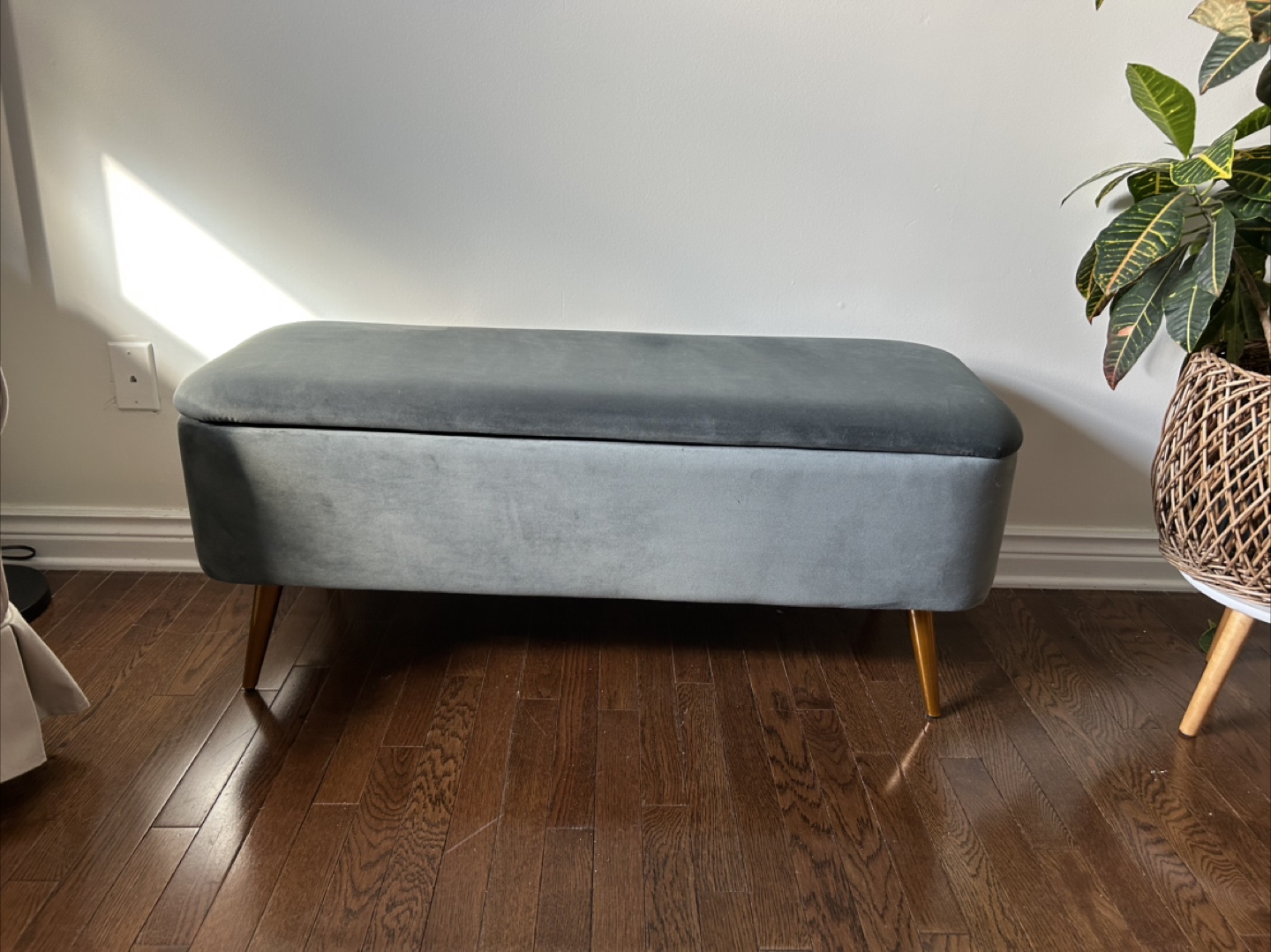 Velvet Storage Ottoman Bench