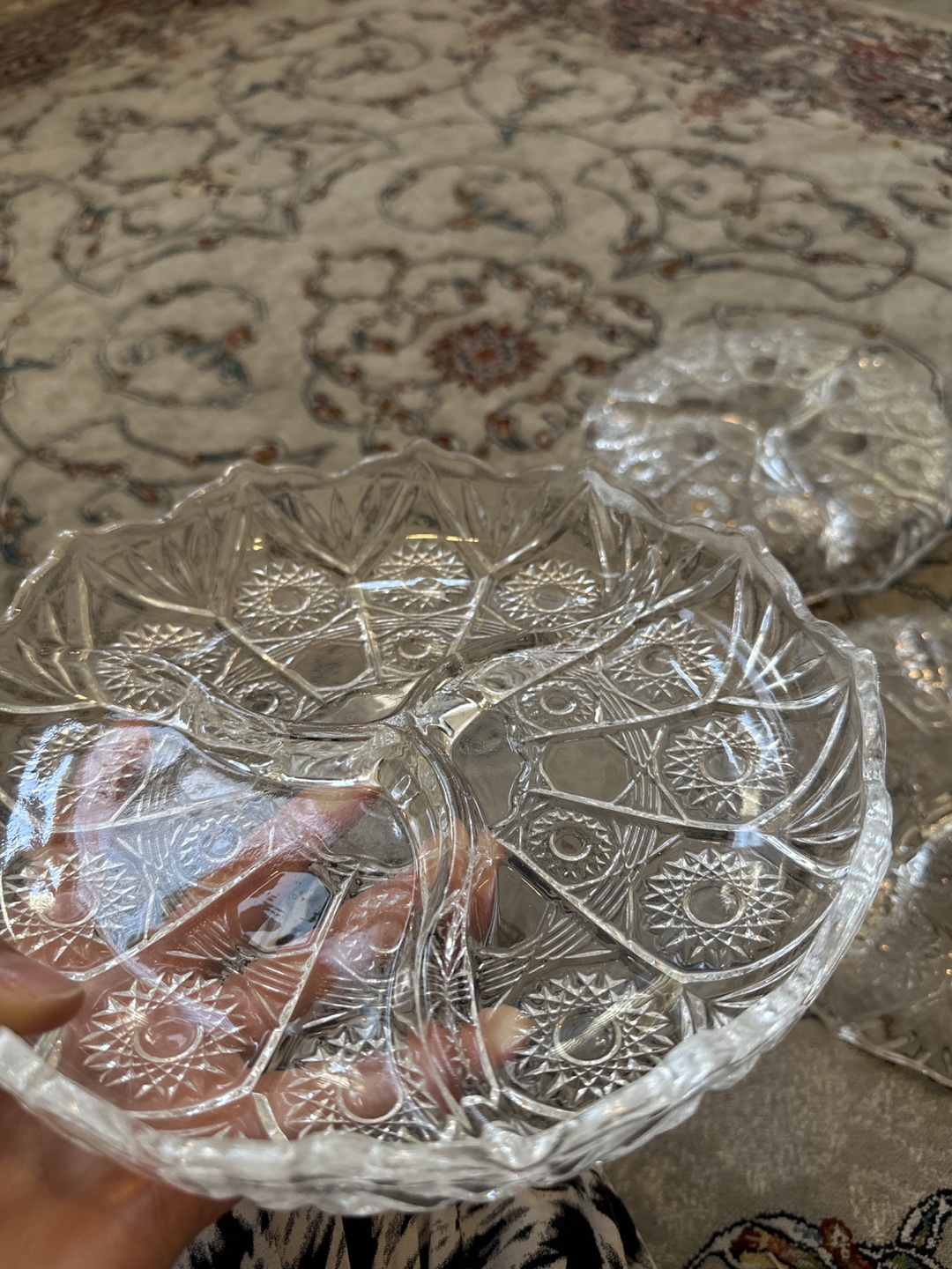 Set of 5 Vintage Glass Divided Serving Dishes - photo 3