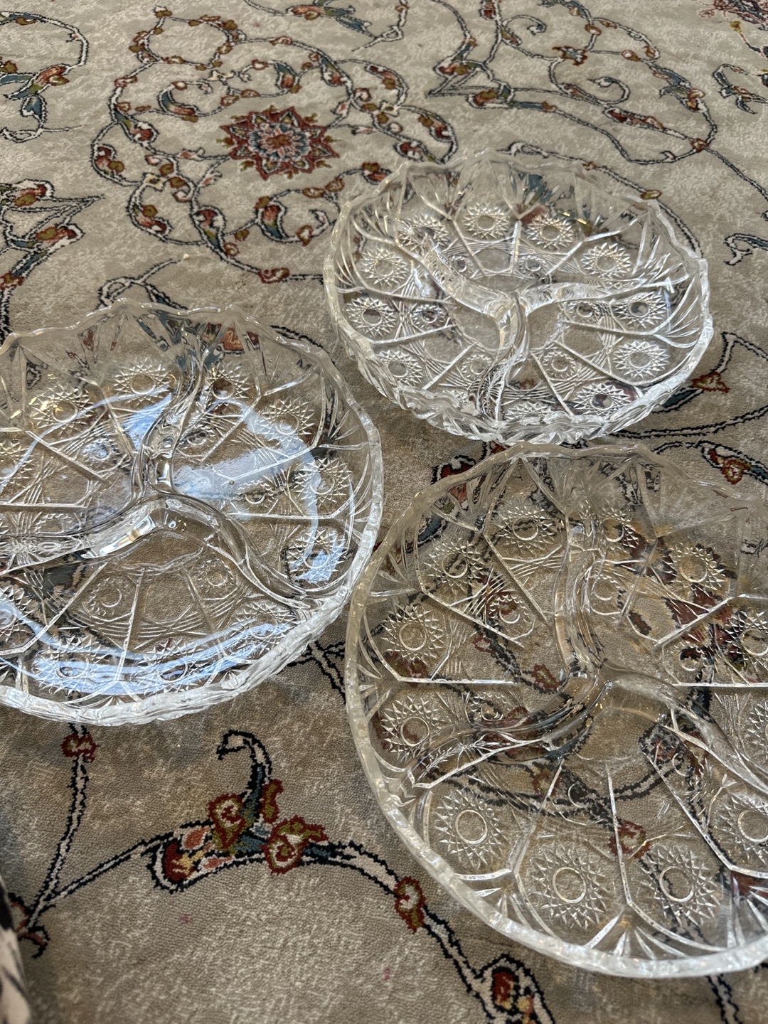 Set of 5 Vintage Glass Divided Serving Dishes