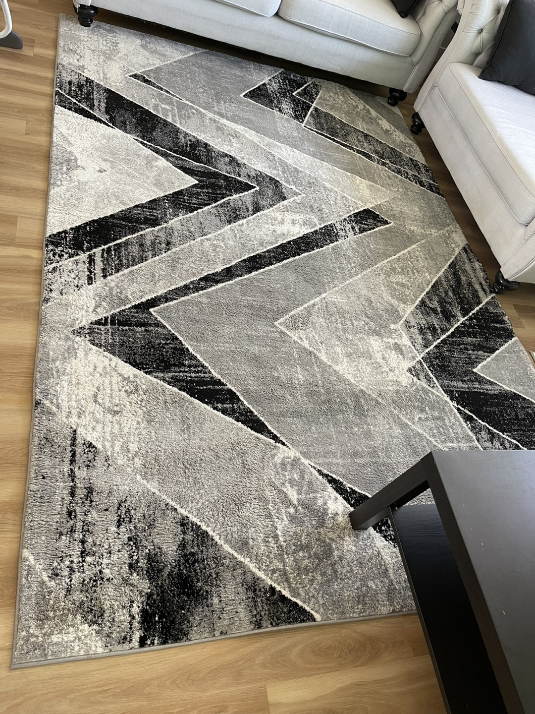 Modern Abstract Grey and Black Area Rug