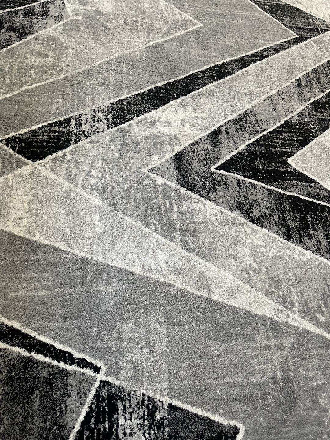 Modern Abstract Grey and Black Area Rug - photo 2