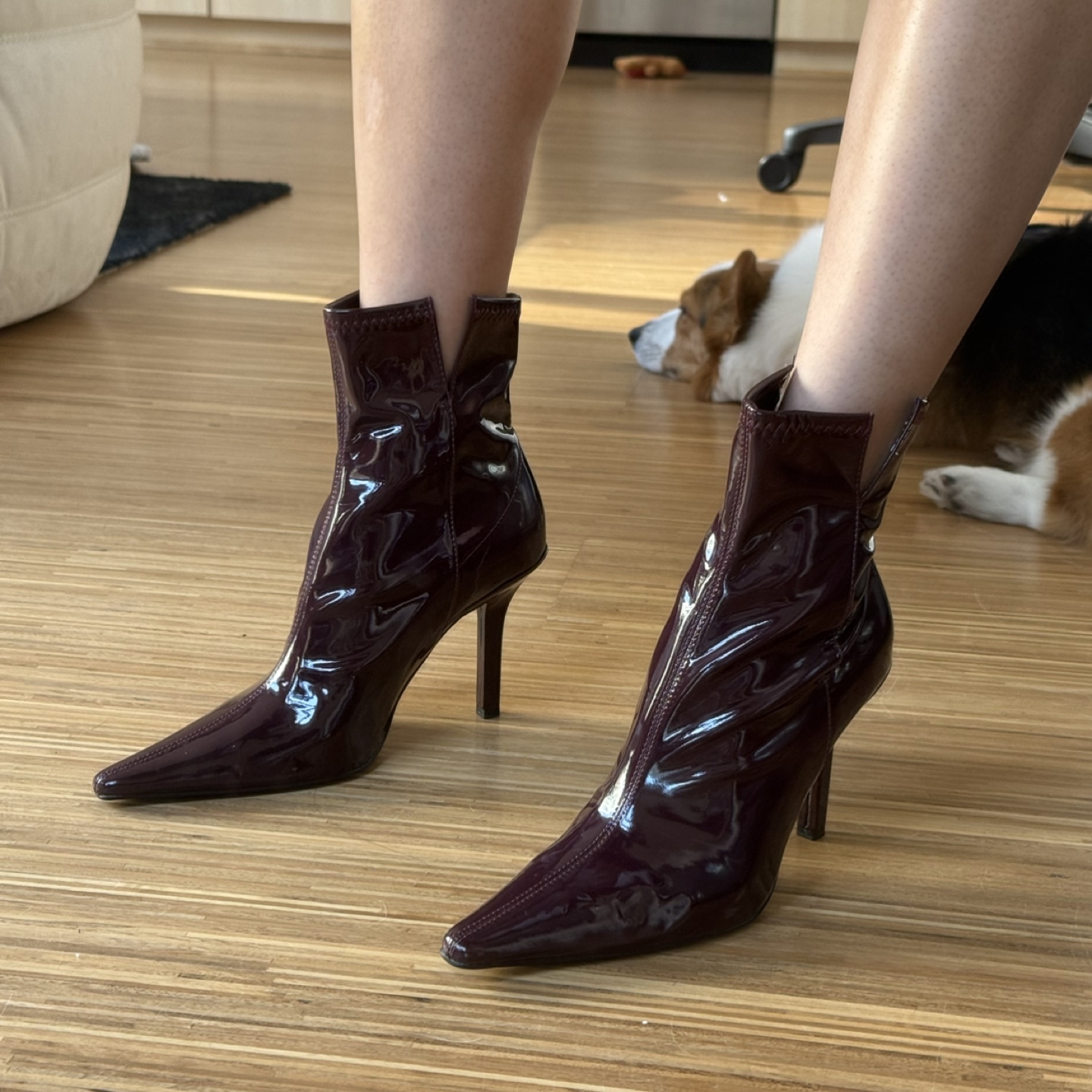 Zara faux patent burgundy boots - photo 5