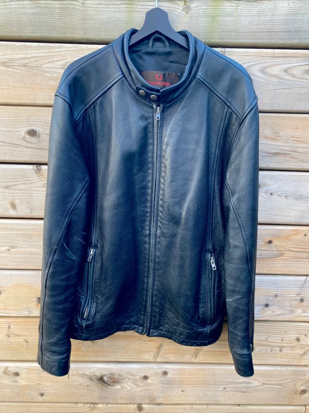 Men's Black Danier Leather Jacket thumbnail