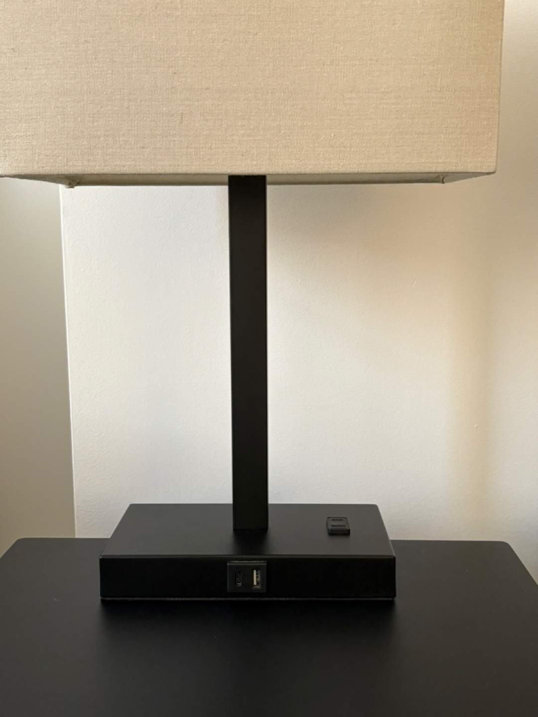 Metal and wood nightstands with touch control table lamps - photo 2