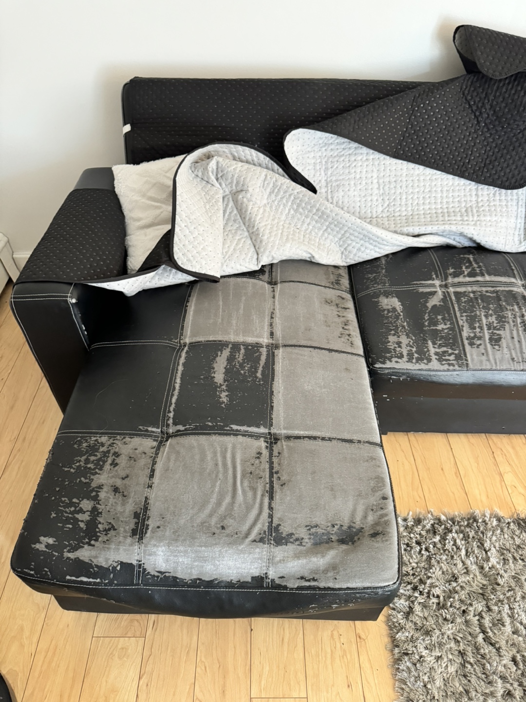 Black Leather Sectional Sofa includes cover - photo 3