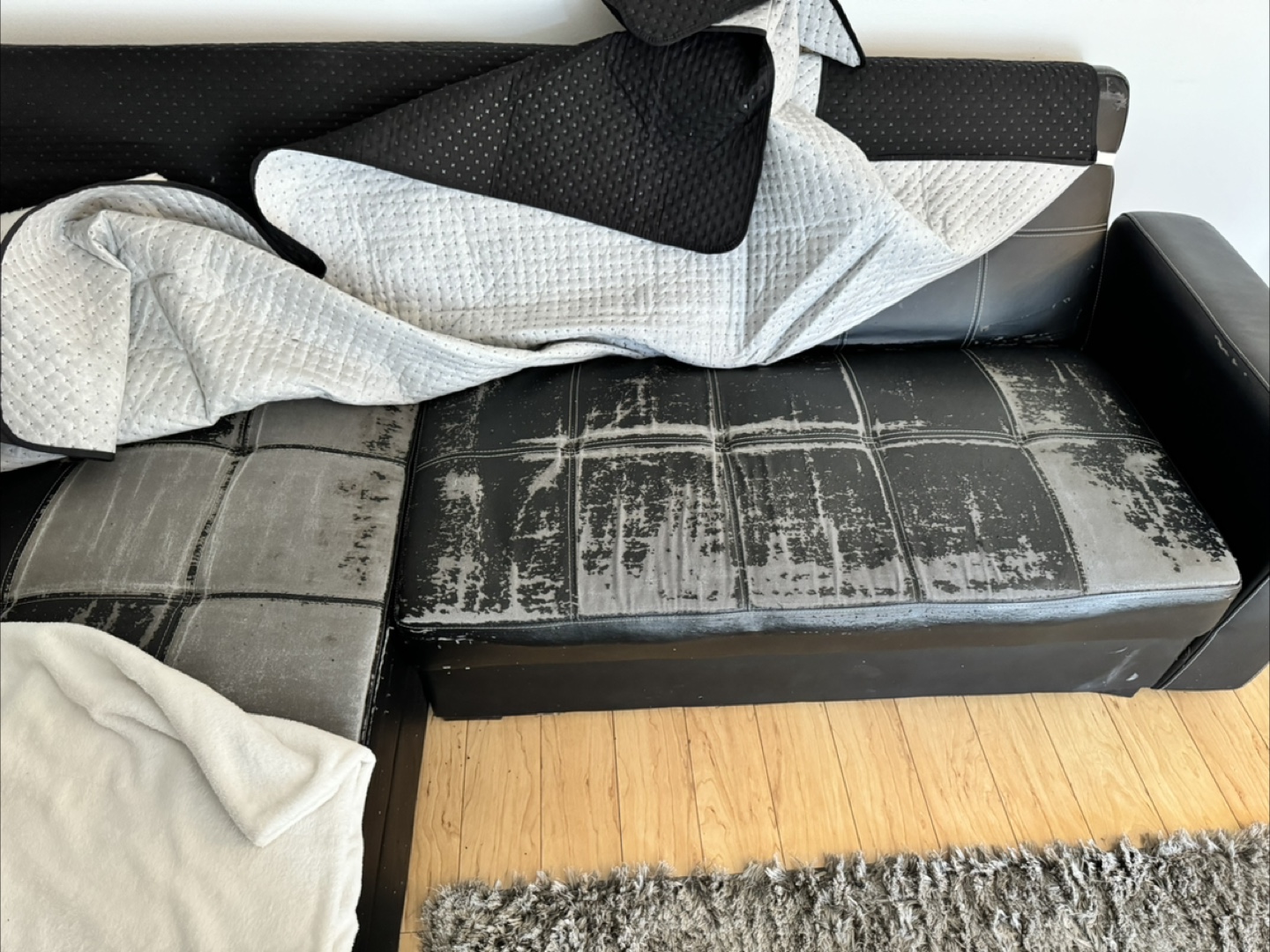 Black Leather Sectional Sofa includes cover - photo 2