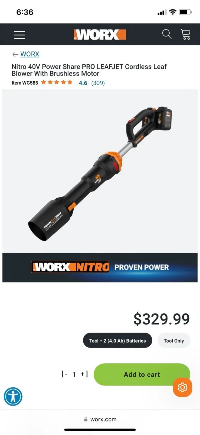 WORX Nitro 40V Cordless Leaf Blower WG585 image indicator(5)
