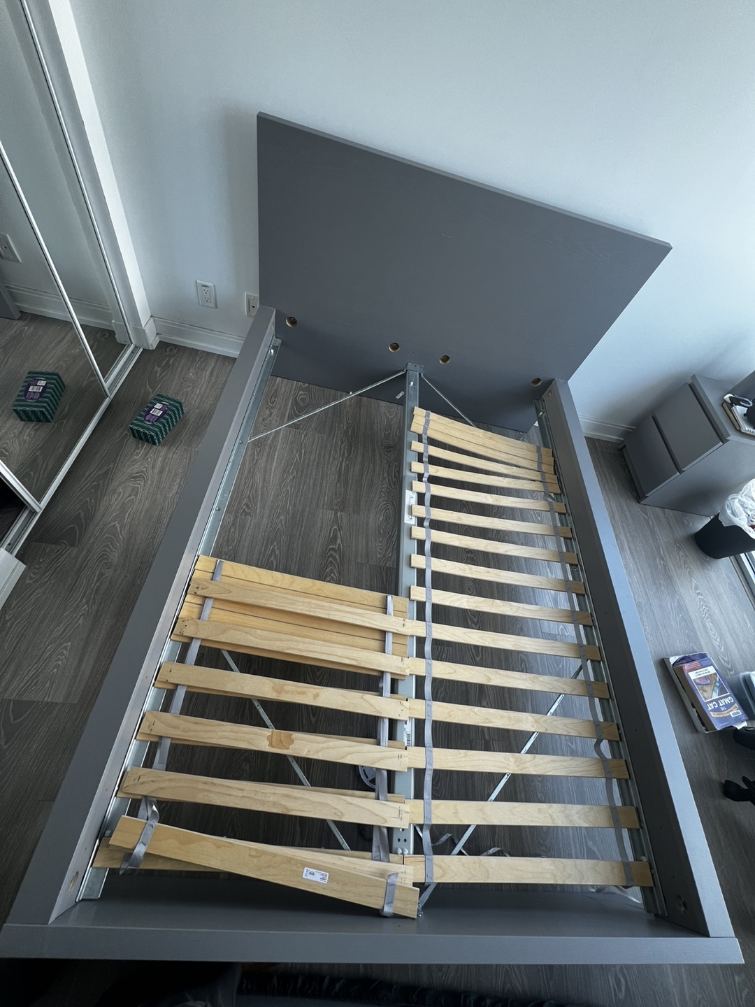 IKEA MALM Grey Double Bed Frame with Slatted Base - photo 2